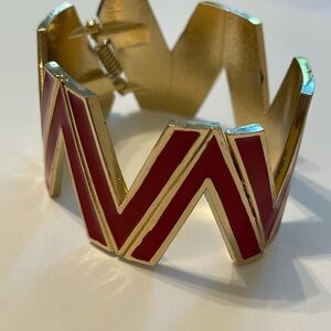 Gold and Red Chevron Zigzag Bracelet‎ GUC 7 1/2”